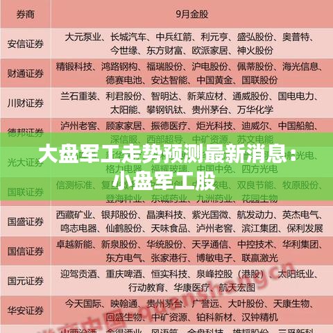 大盘军工走势预测最新消息：小盘军工股 