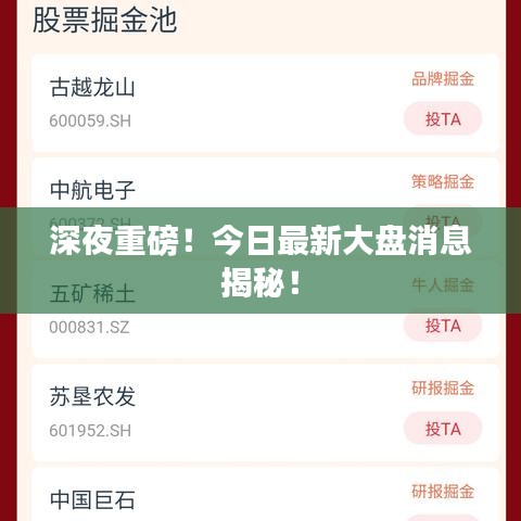 深夜重磅！今日最新大盘消息揭秘！