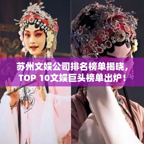 苏州文娱公司排名榜单揭晓，TOP 10文娱巨头榜单出炉！